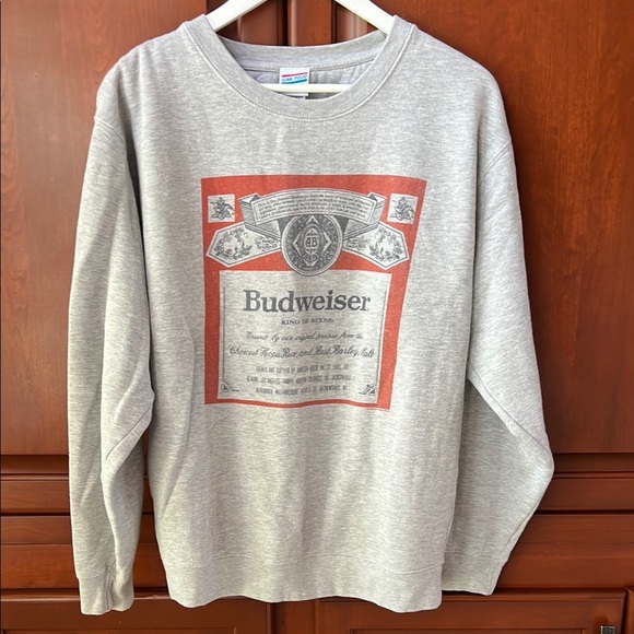 Junk Food Clothing Tops - Junk Food Clothing Gray and Red Budweiser Hoodie